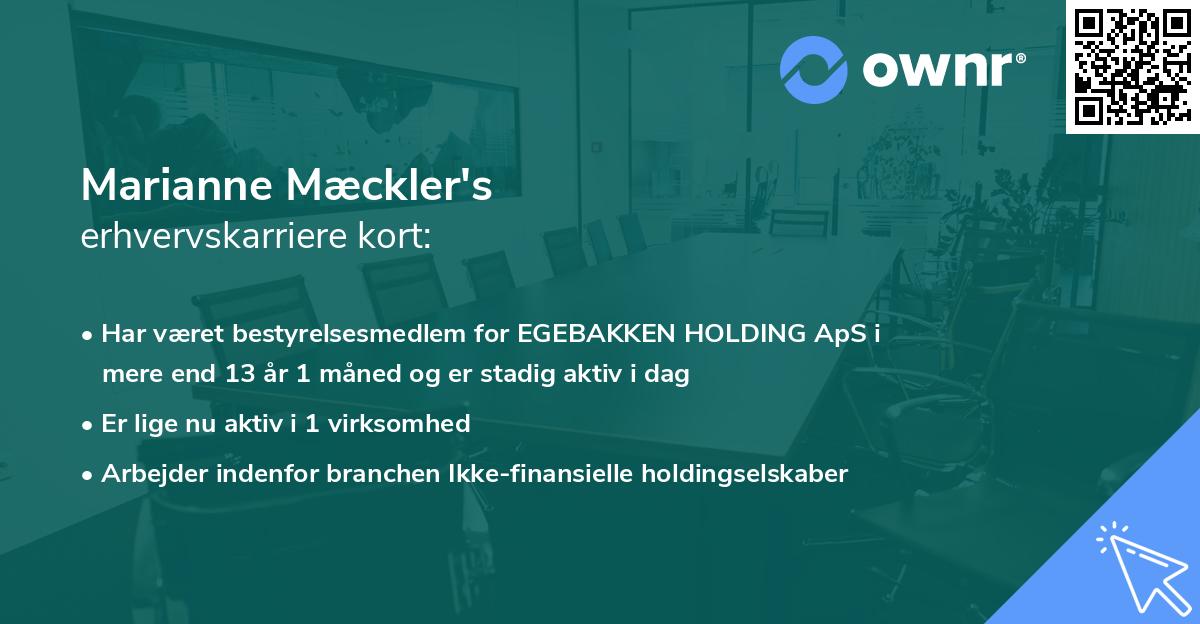 Marianne Mæckler's erhvervskarriere kort