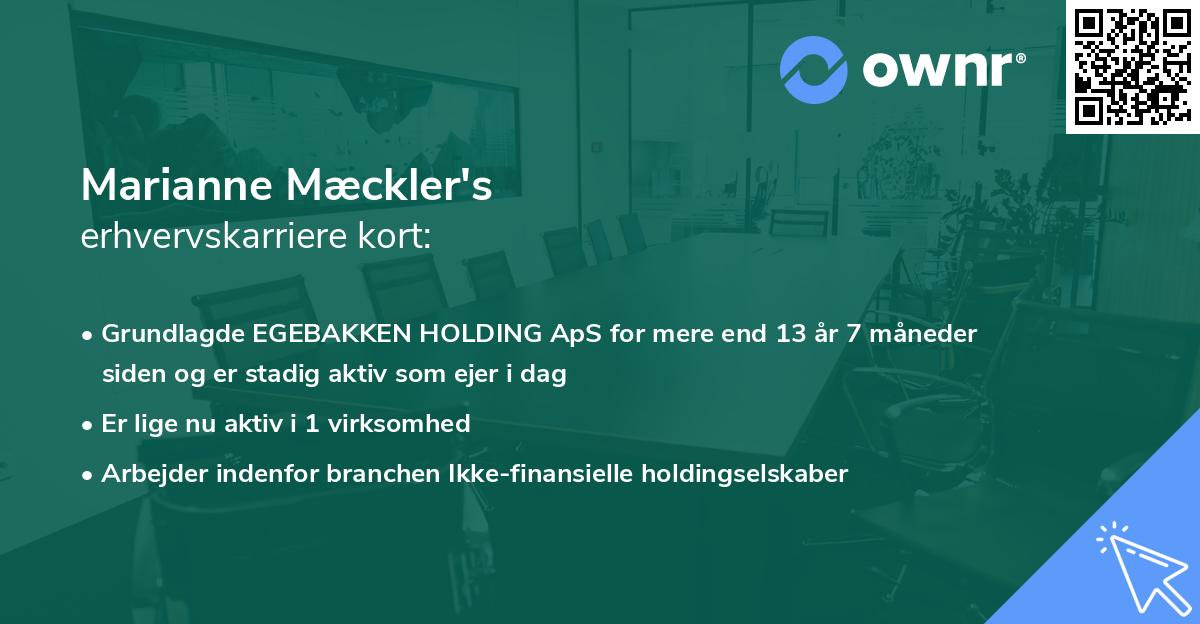 Marianne Mæckler's erhvervskarriere kort
