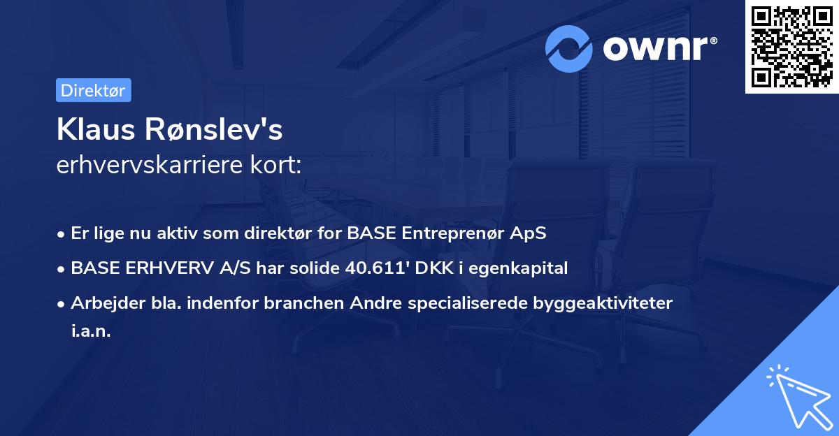 Klaus Rønslev's erhvervskarriere kort