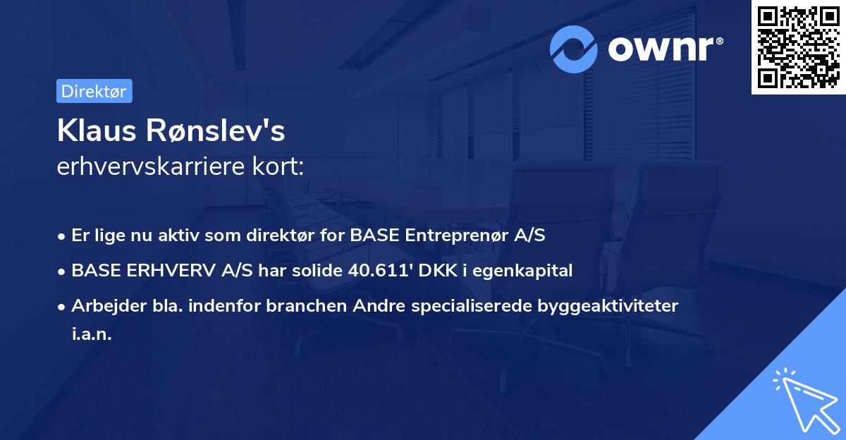 Klaus Rønslev's erhvervskarriere kort