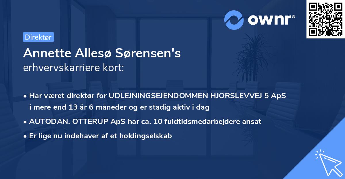 Annette Allesø Sørensen's erhvervskarriere kort