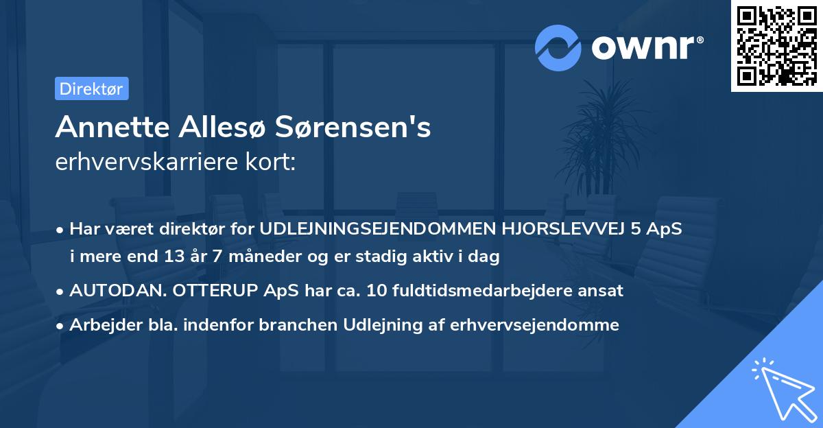 Annette Allesø Sørensen's erhvervskarriere kort