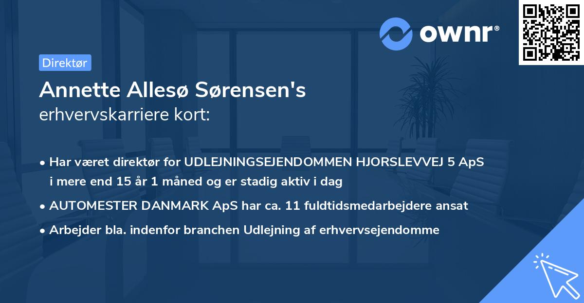 Annette Allesø Sørensen's erhvervskarriere kort