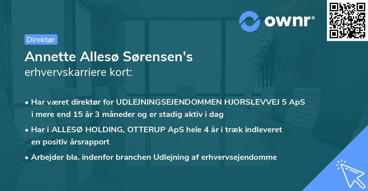 Annette Allesø Sørensen's erhvervskarriere kort