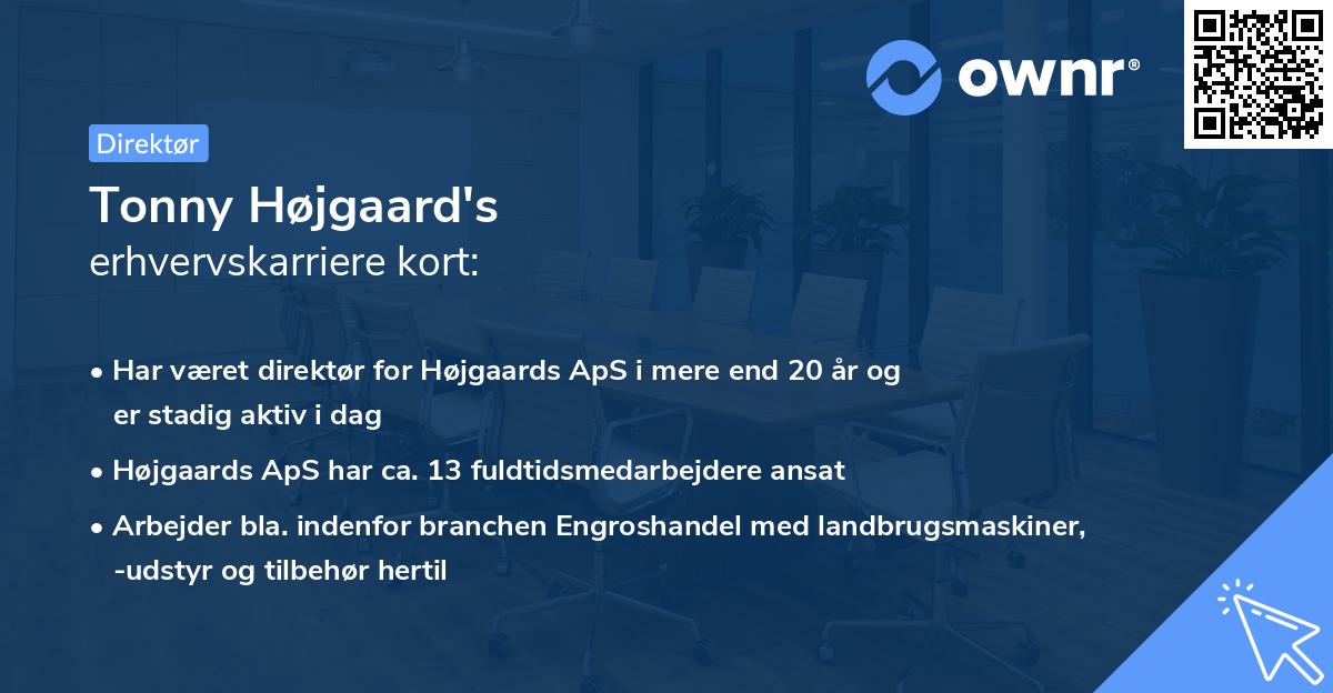 Tonny Højgaard's erhvervskarriere kort