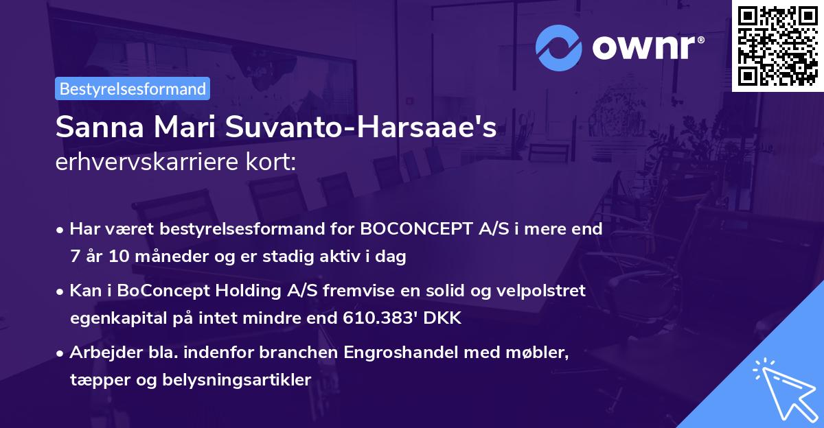 Sanna Mari Suvanto-Harsaae's erhvervskarriere kort