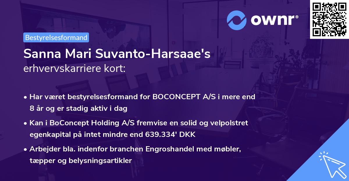 Sanna Mari Suvanto-Harsaae's erhvervskarriere kort