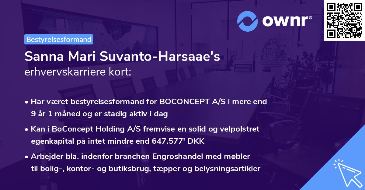 Sanna Mari Suvanto-Harsaae's erhvervskarriere kort