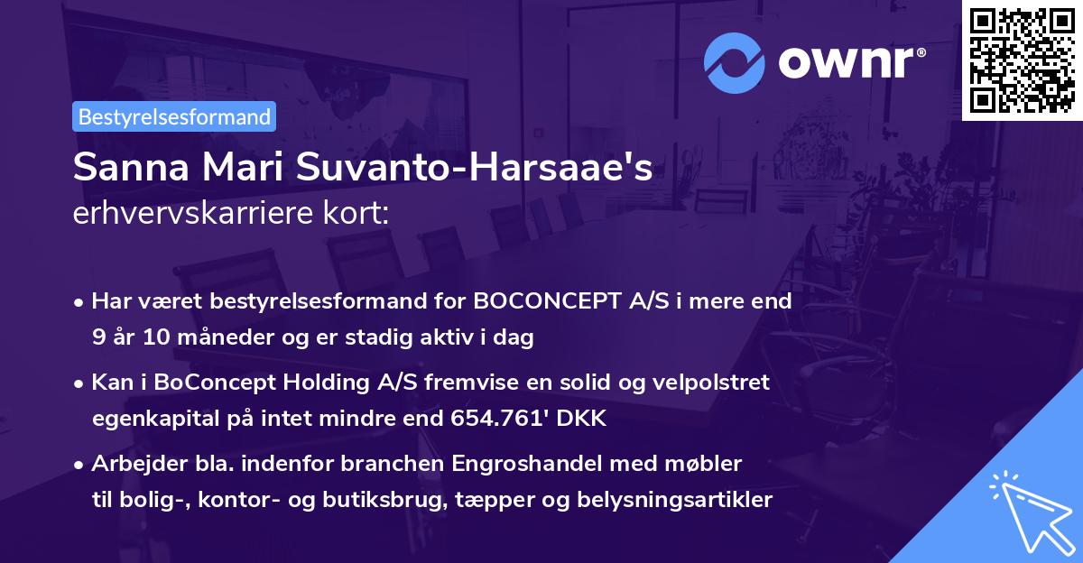 Sanna Mari Suvanto-Harsaae's erhvervskarriere kort
