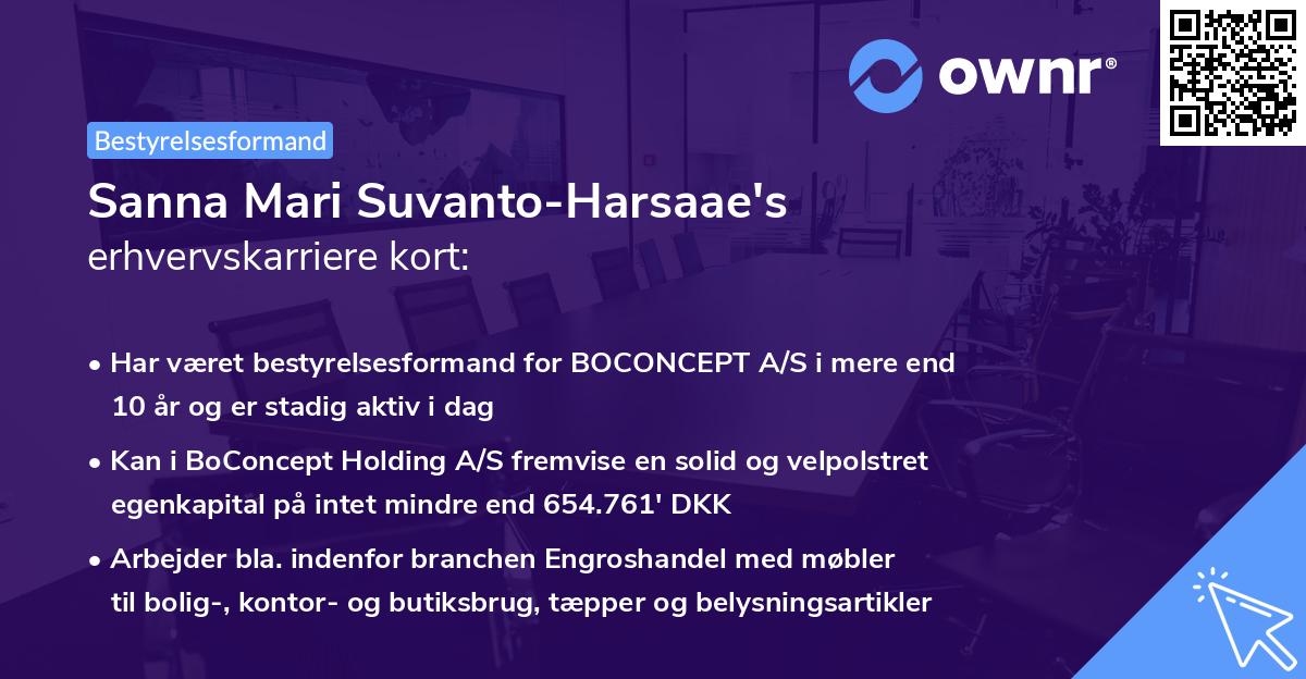 Sanna Mari Suvanto-Harsaae's erhvervskarriere kort