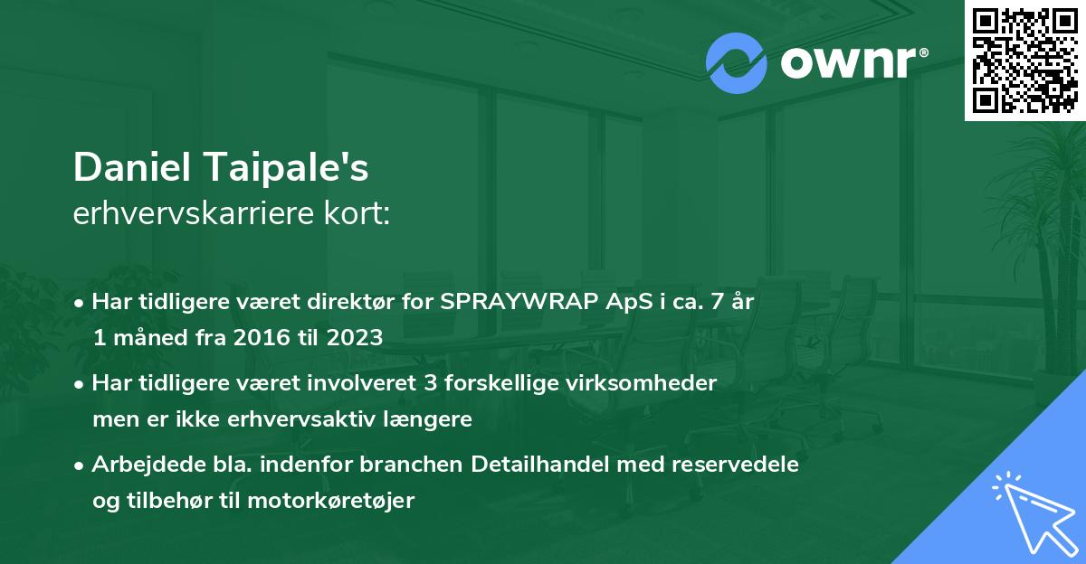 Daniel Taipale's erhvervskarriere kort