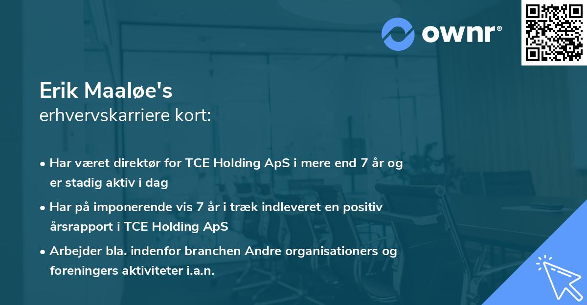 Erik Maaløe's erhvervskarriere kort