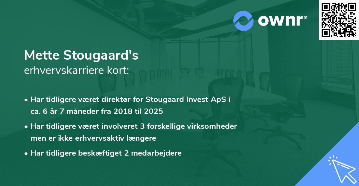 Mette Stougaard's erhvervskarriere kort