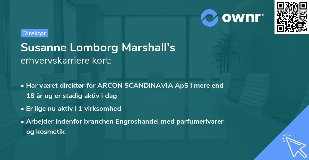 Susanne Lomborg Marshall's erhvervskarriere kort