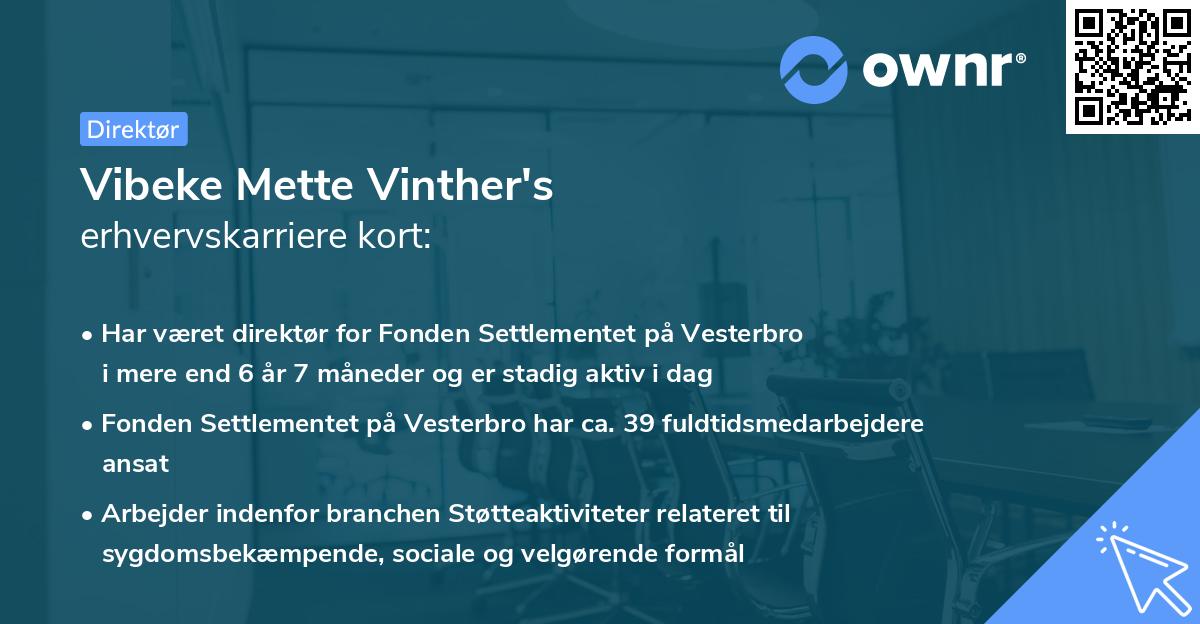 Vibeke Mette Vinther's erhvervskarriere kort