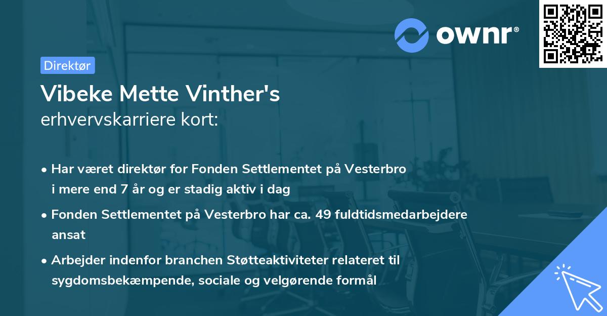 Vibeke Mette Vinther's erhvervskarriere kort