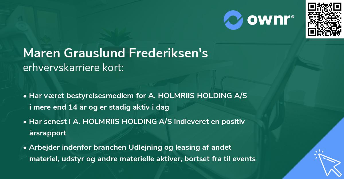Maren Grauslund Frederiksen's erhvervskarriere kort