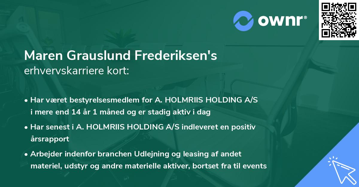 Maren Grauslund Frederiksen's erhvervskarriere kort
