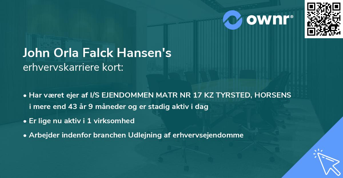 John Orla Falck Hansen's erhvervskarriere kort