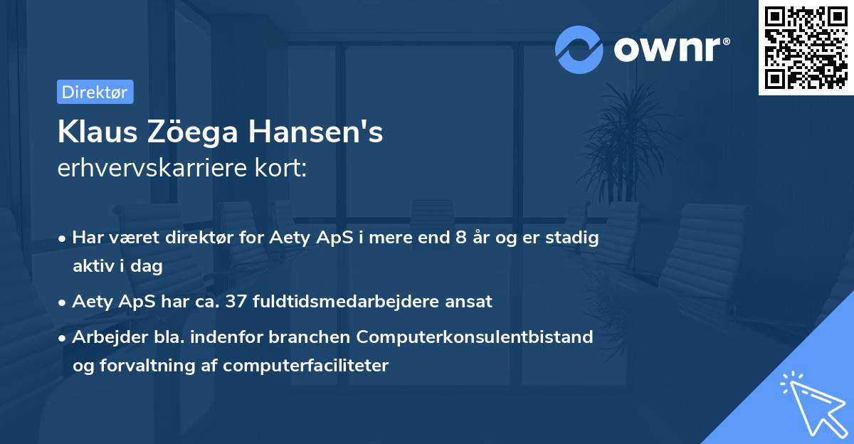 Klaus Zöega Hansen's erhvervskarriere kort