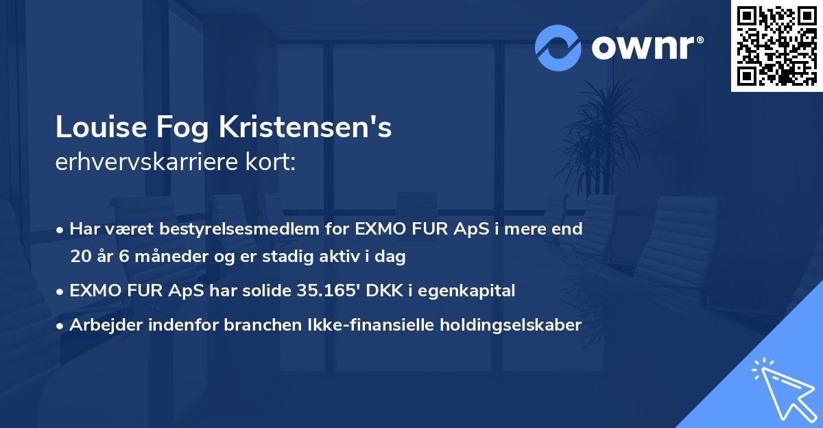 Louise Fog Kristensen's erhvervskarriere kort