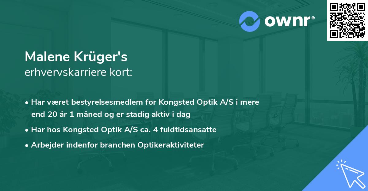 Malene Krüger's erhvervskarriere kort