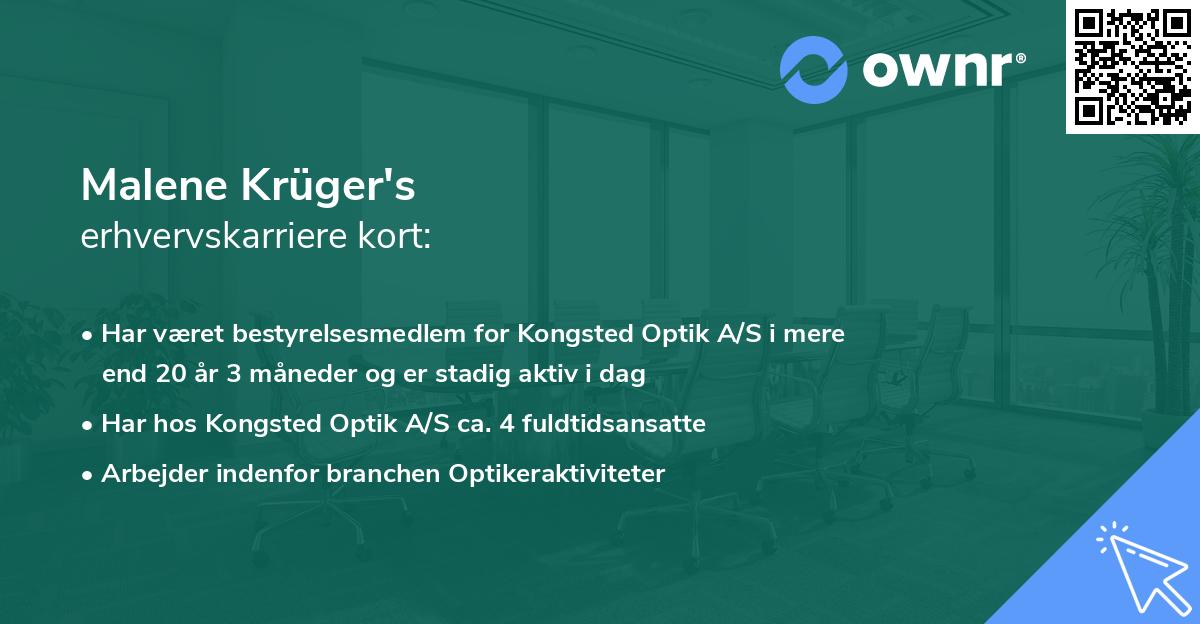 Malene Krüger's erhvervskarriere kort