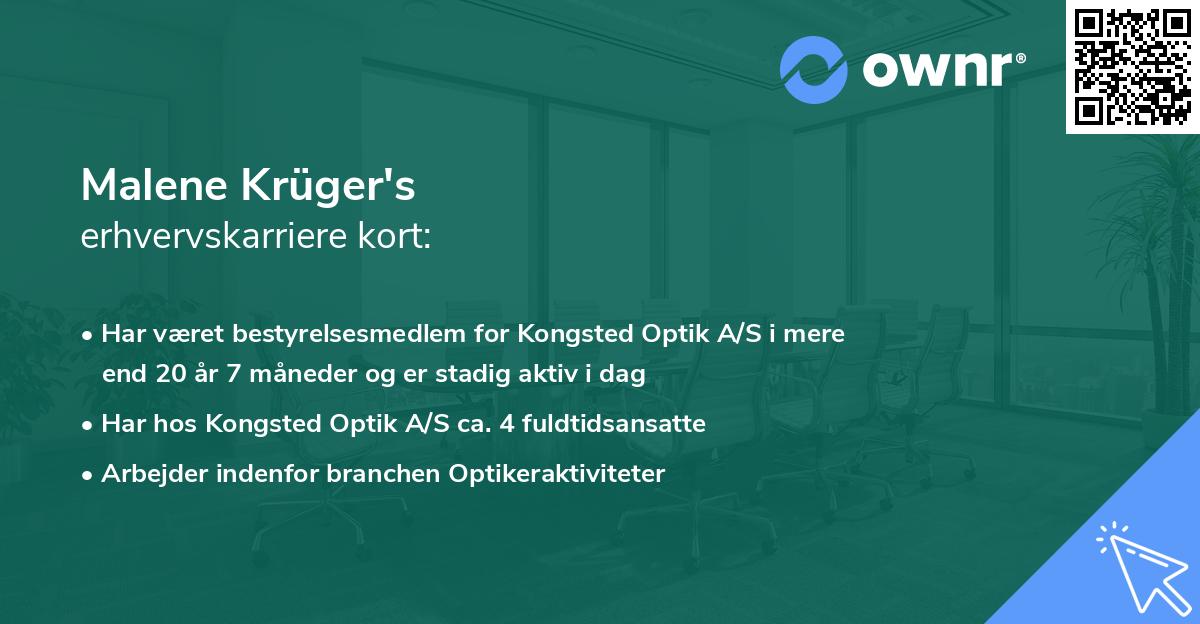 Malene Krüger's erhvervskarriere kort