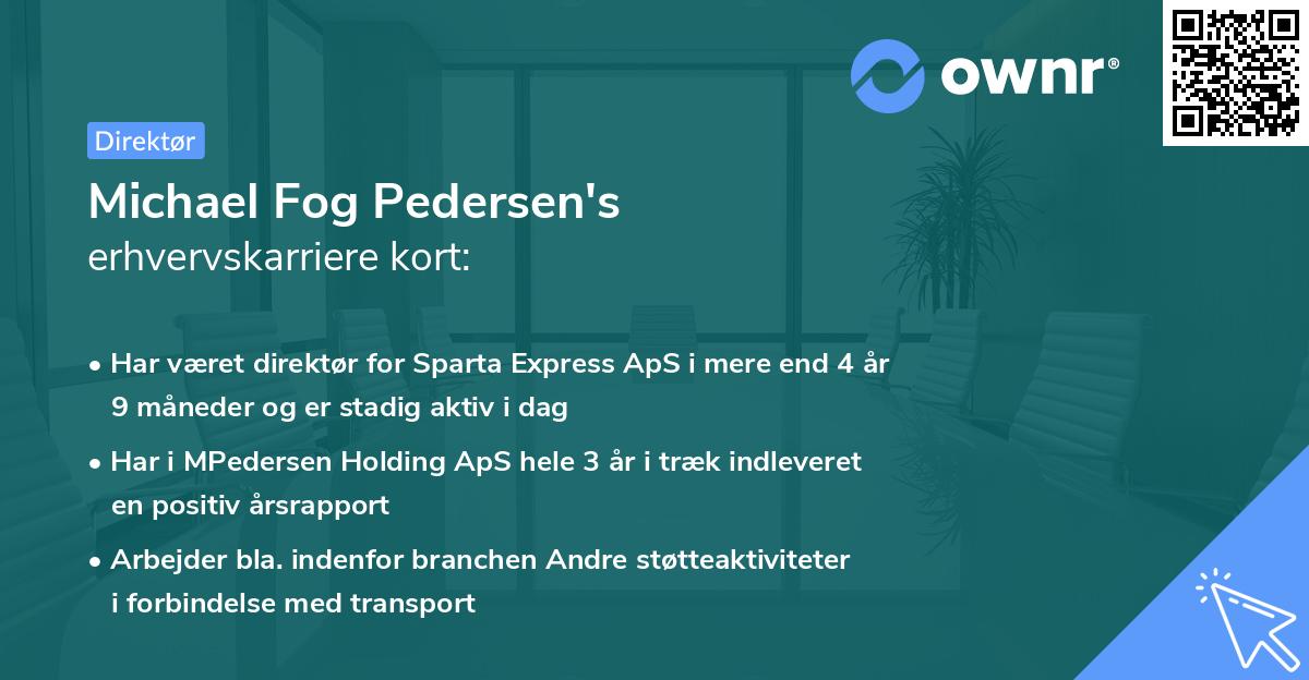 Michael Fog Pedersen's erhvervskarriere kort