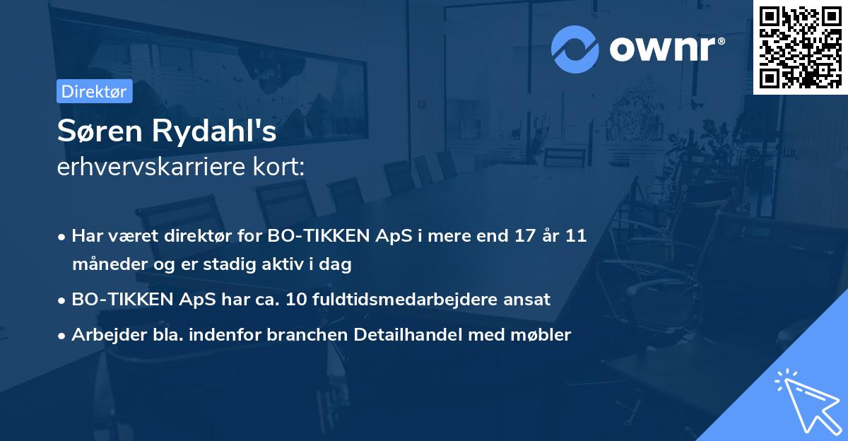 Søren Rydahl's erhvervskarriere kort