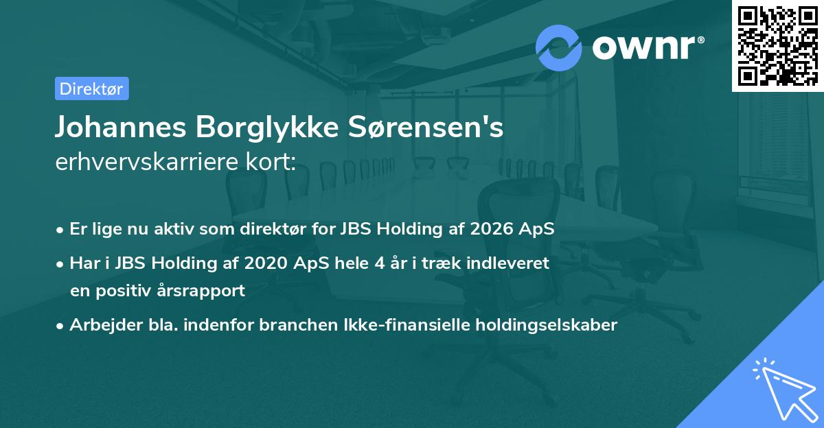 Johannes Borglykke Sørensen's erhvervskarriere kort