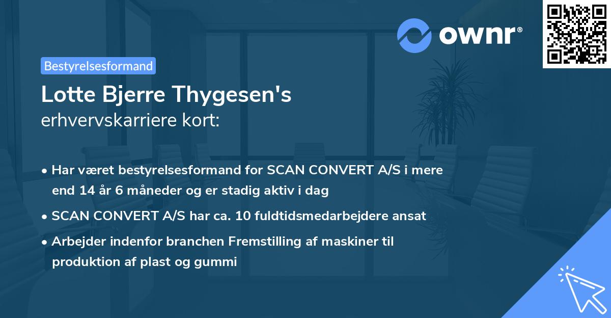 Lotte Bjerre Thygesen's erhvervskarriere kort