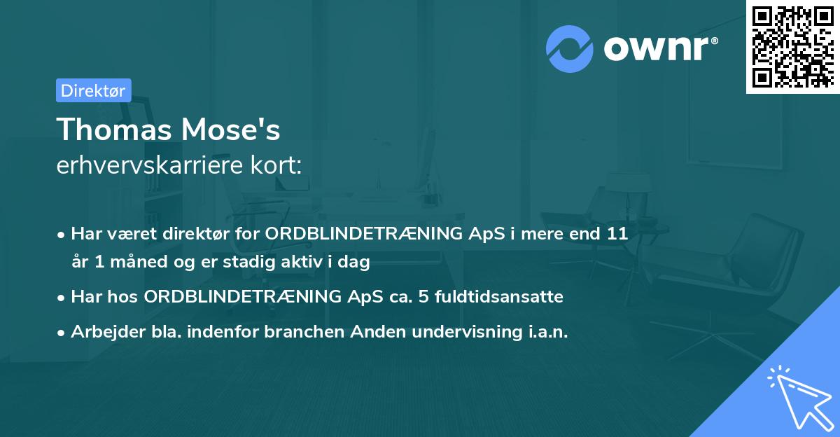 Thomas Mose's erhvervskarriere kort