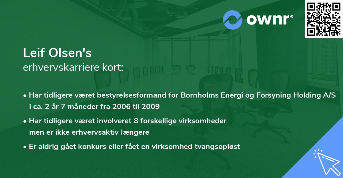 Leif Olsen's erhvervskarriere kort