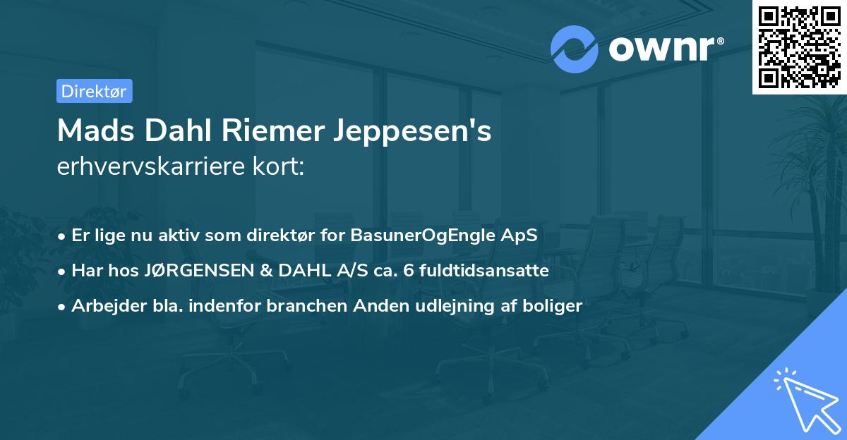 Mads Dahl Riemer Jeppesen's erhvervskarriere kort