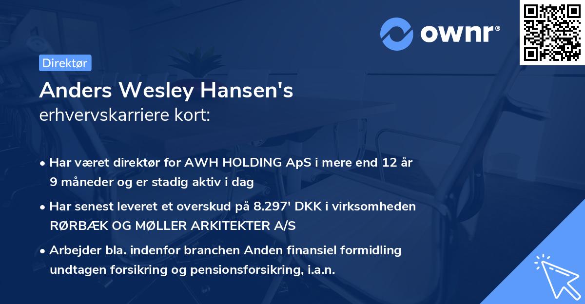 Anders Wesley Hansen's erhvervskarriere kort