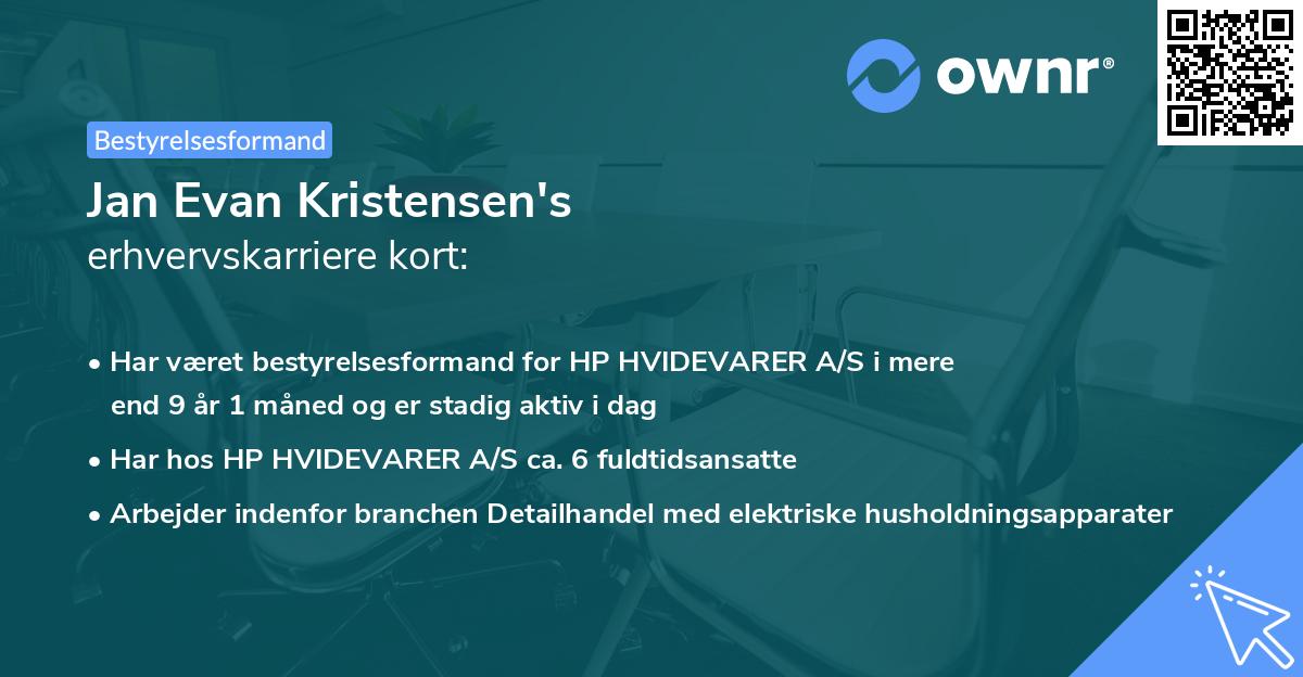 Jan Evan Kristensen's erhvervskarriere kort