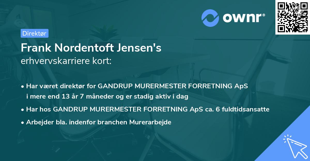 Frank Nordentoft Jensen's erhvervskarriere kort