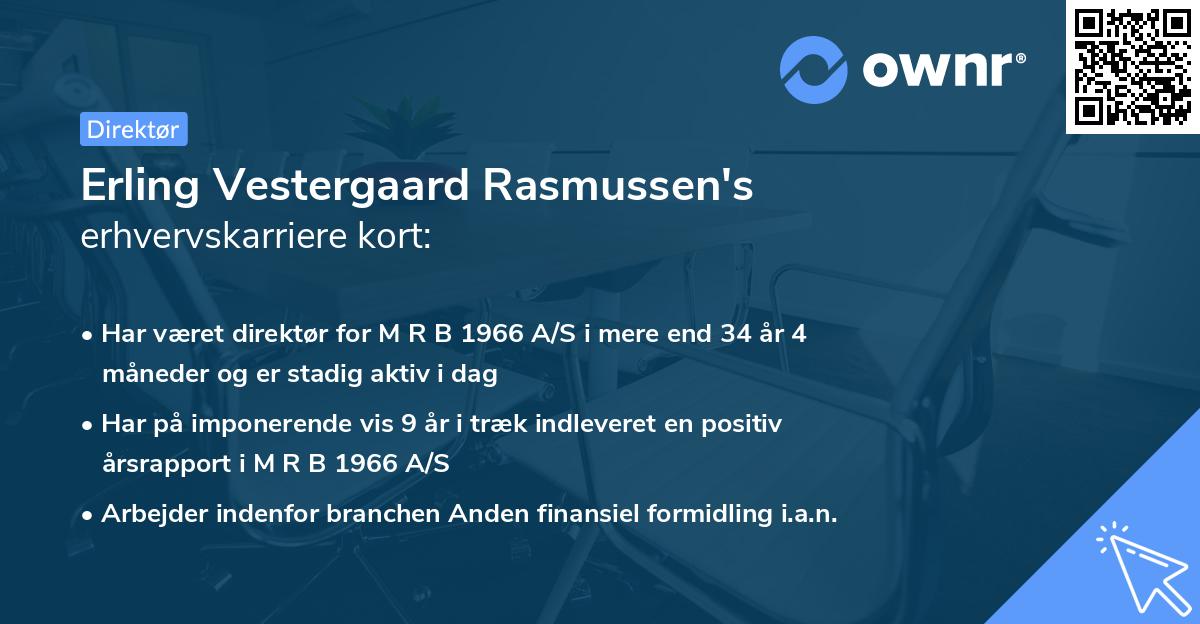 Erling Vestergaard Rasmussen's erhvervskarriere kort