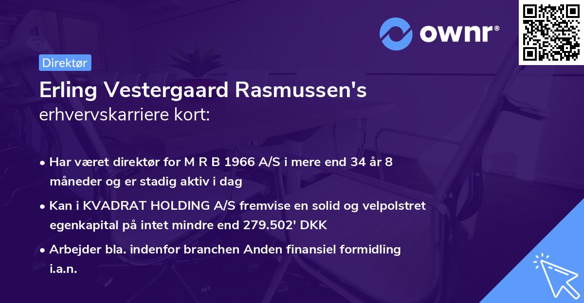 Erling Vestergaard Rasmussen's erhvervskarriere kort