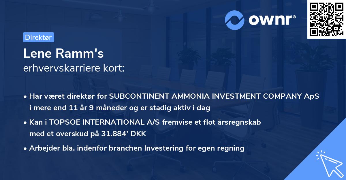 Lene Ramm's erhvervskarriere kort