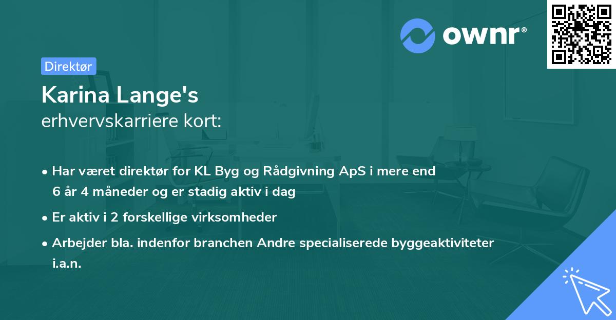 Karina Lange's erhvervskarriere kort