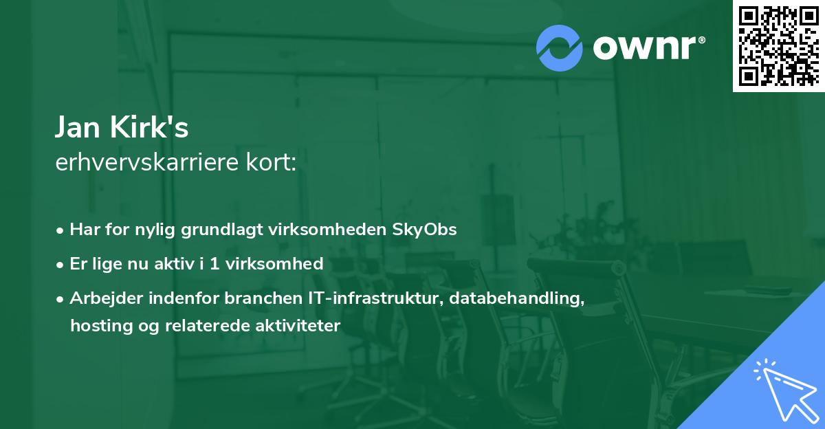 Jan Kirk's erhvervskarriere kort