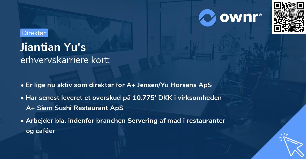 Jiantian Yu's erhvervskarriere kort