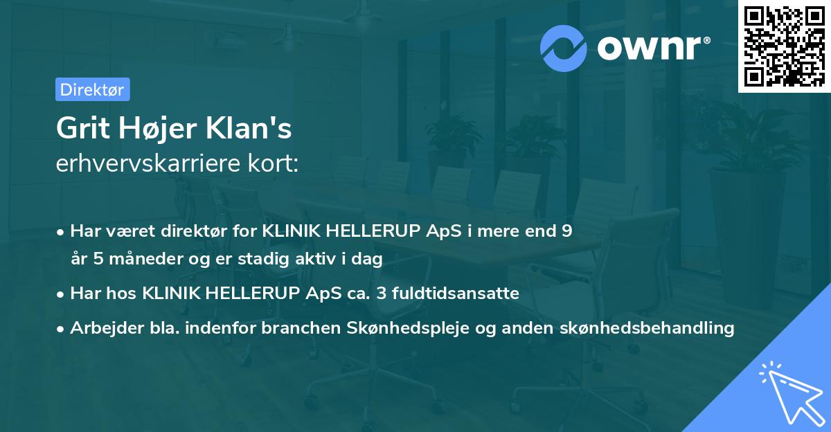 Grit Højer Klan's erhvervskarriere kort