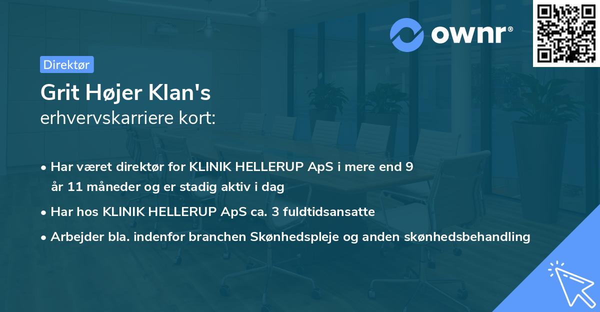 Grit Højer Klan's erhvervskarriere kort