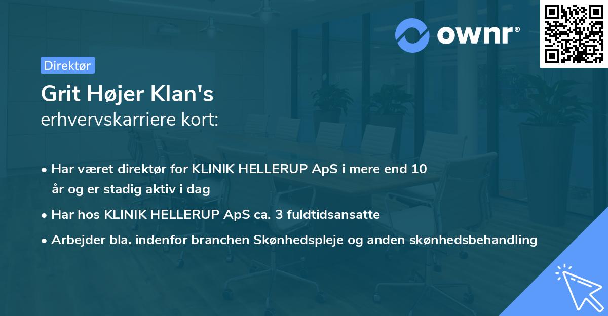 Grit Højer Klan's erhvervskarriere kort