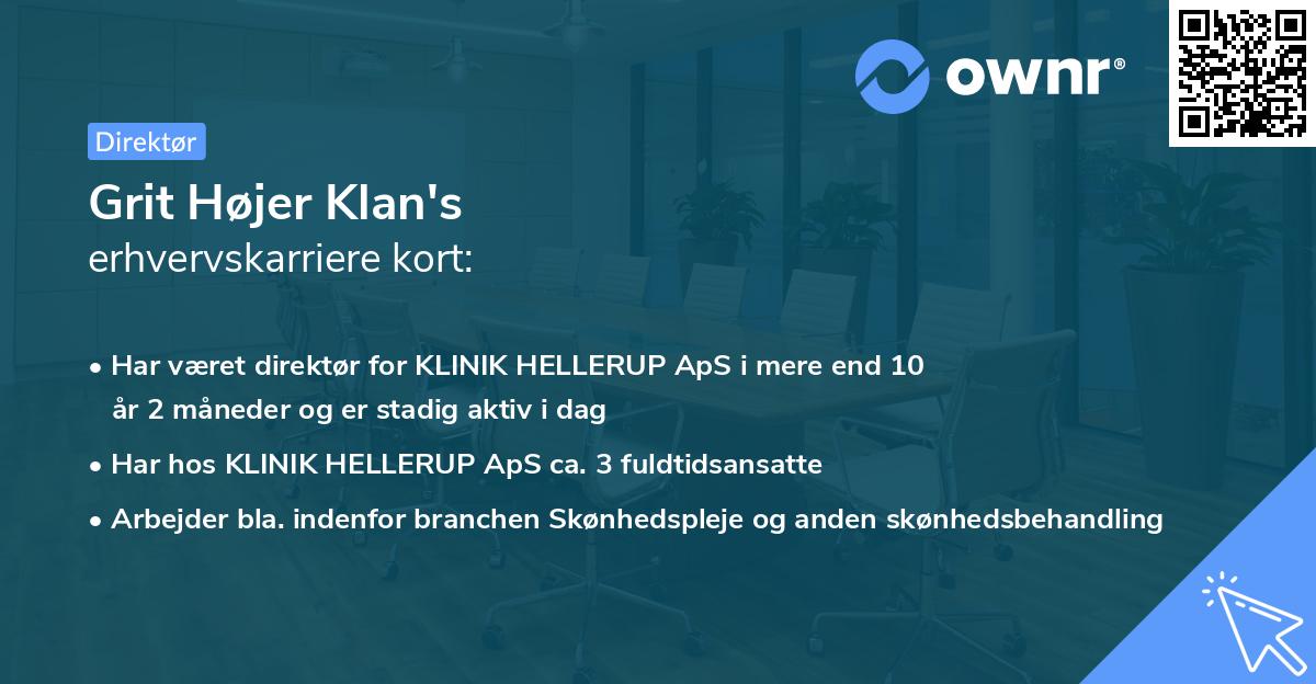 Grit Højer Klan's erhvervskarriere kort