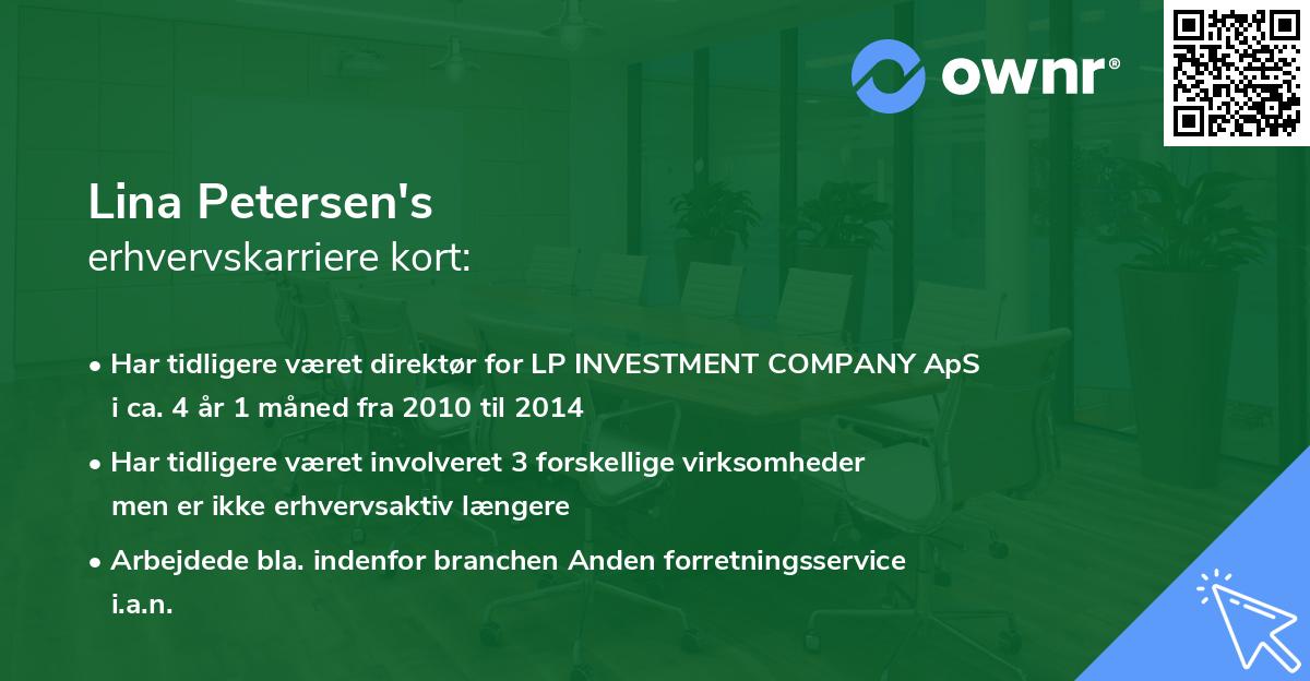 Lina Petersen's erhvervskarriere kort
