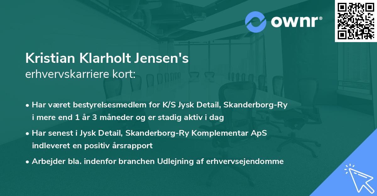 Kristian Klarholt Jensen's erhvervskarriere kort